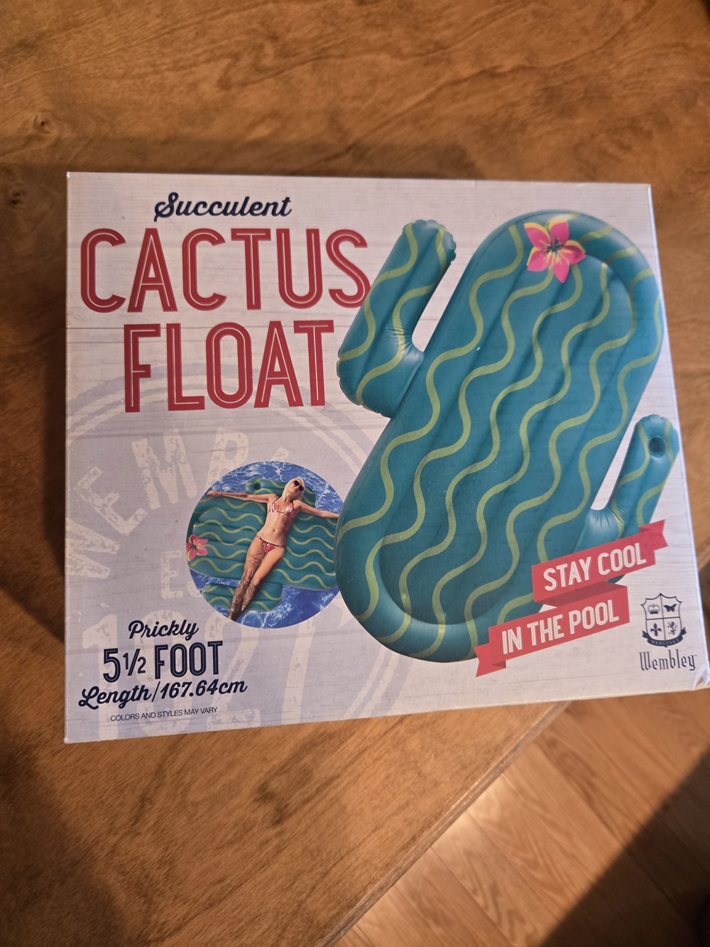 Wembley Teal Cactus Pool Float with Yellow Waves and Pink Flower